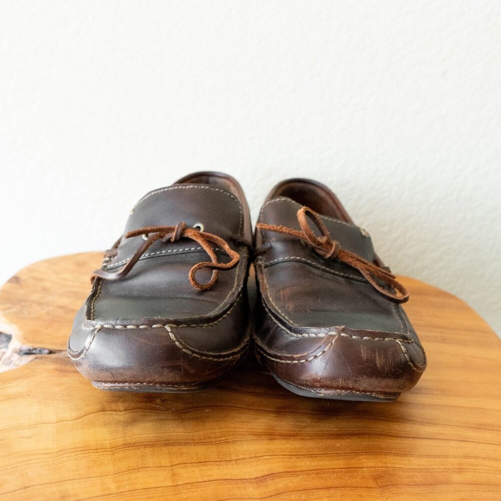 Clarks Men's 10.5 Brown Leather Driving Moccasins Slip-On Loafers Comfort Shoes - Picture 3 of 7